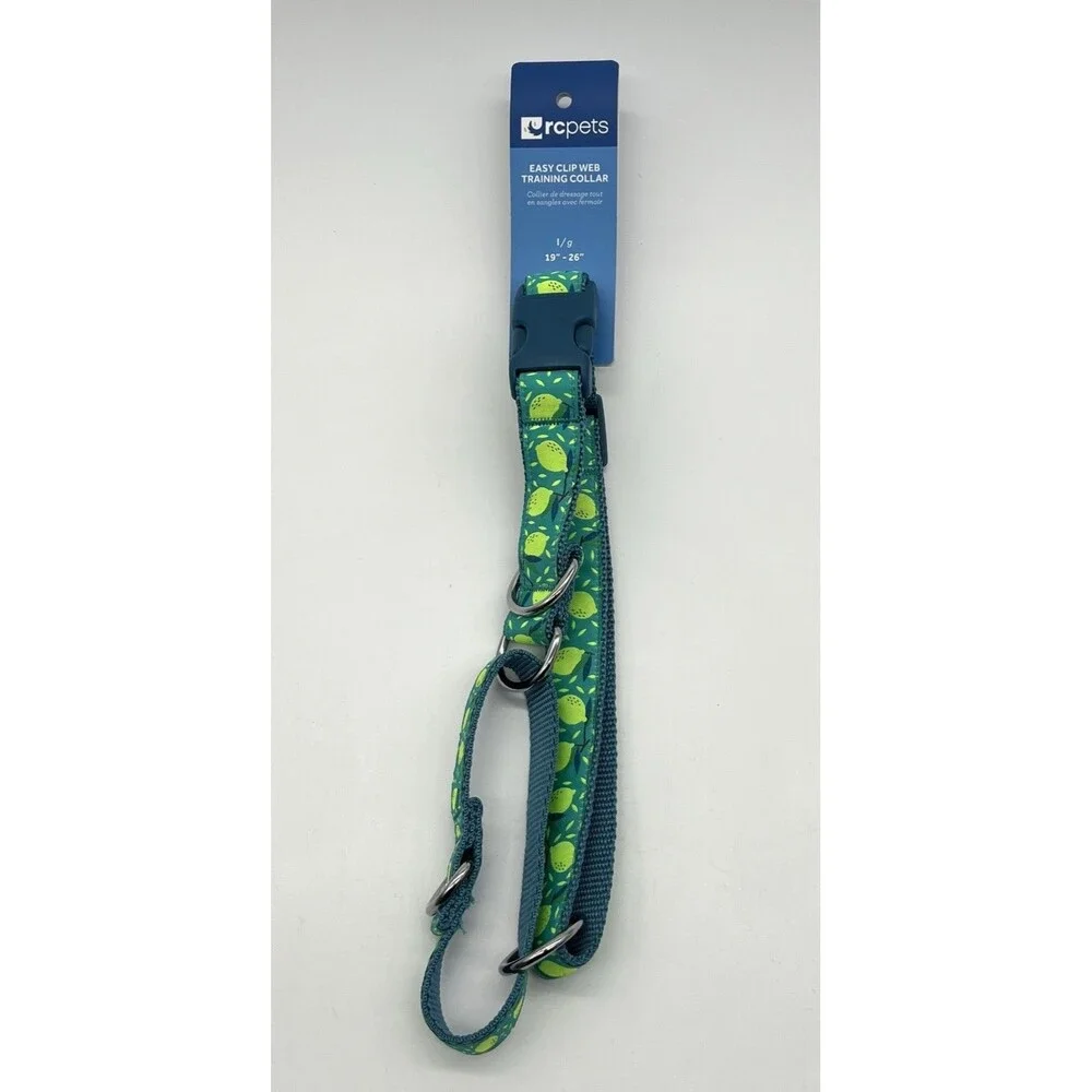 RC Pets 1” Adjustable 19-26” Dog EASY CLIP WEBTRAINING COLLAR LEMONADE Gr Large